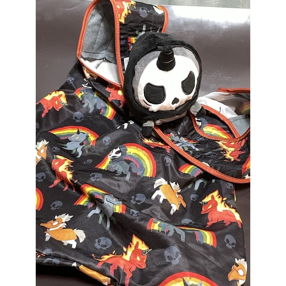 TeeTurtle Plushiverse Black Unicorn Of Death Plush Tote Bag Skulls Rainbows